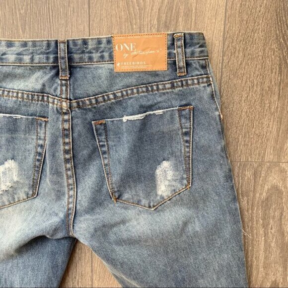 Free People One Teaspoon Freebirds Skinny Straight Jeans Distressed Low Rise - Picture 14 of 16